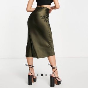Satin midi skirt